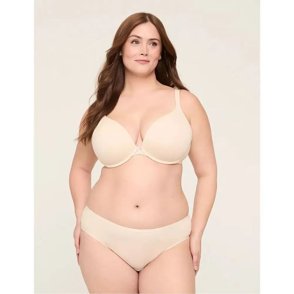 Cacique Cotton Boost Plunge Beige Sz 44DDD Bra